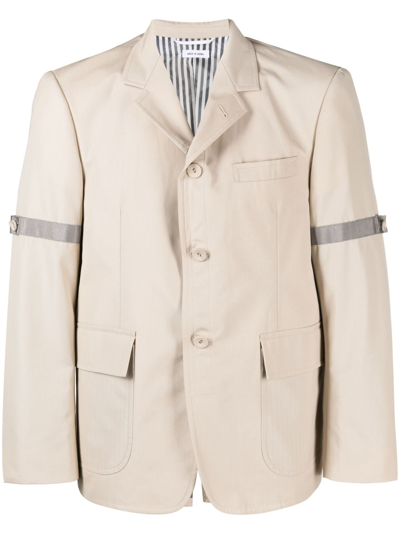 Thom Browne Single-breasted Button-fastening Jacket In Neutrals