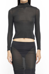Courrèges Logo Embroidered High Neck Top In Black