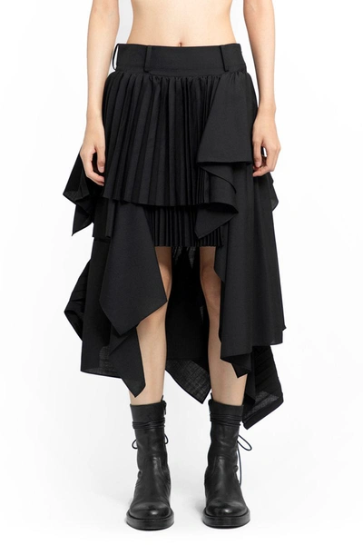 Sacai Asymmetric Tule Skirt In Black