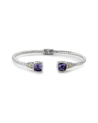 Samuel B. 18k & Silver 4.60 Ct. Tw. Amethyst Cable Bangle Bracelet In Purple