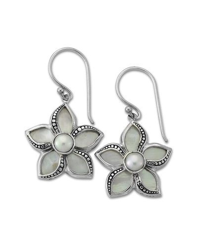 Samuel B. Silver Pearl Flower Earrings