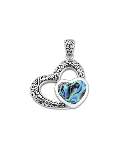 Samuel B. Silver Abalone Pearl Heart Pendant In Blue/green