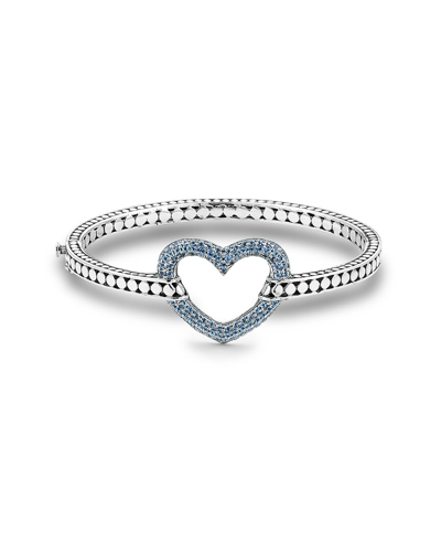Samuel B. Silver 1.79 Ct. Tw. Blue Topaz Heart Bangle Bracelet