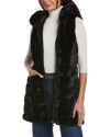 Via Spiga Hooded Faux Fur Vest In Black