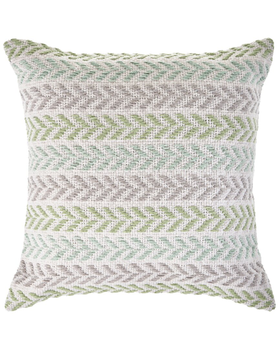 Lr Home Sofie Woven Chevron Striped Green & Grey Decorative Pillow