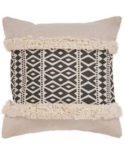 Lr Home Harper Modern Black & Natural Overtufted Decorative Pillow