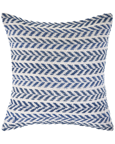 Lr Home Sofie Woven Chevron Striped Navy Decorative Pillow In Blue