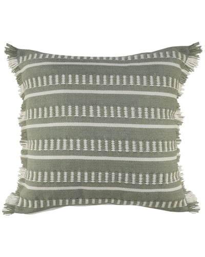 Lr Home Green Fringed Striped Indoor Outdoor Oversized Decorative Pillow