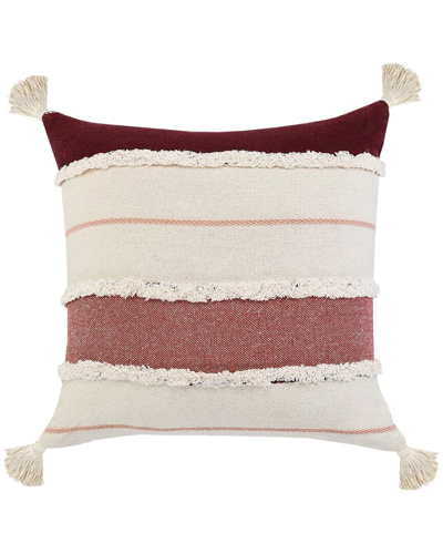 Lr Home Rory Striped Tasseled Maroon Decorative Pillow In Red