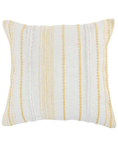 Lr Home Ellie Woven Striped Yellow Decorative Pillow In White