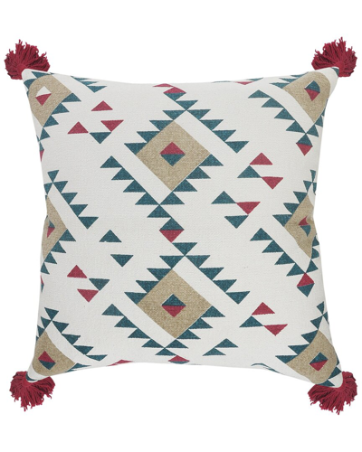 Lr Home Faye Geometric Tasseled Decorative Pillow In White