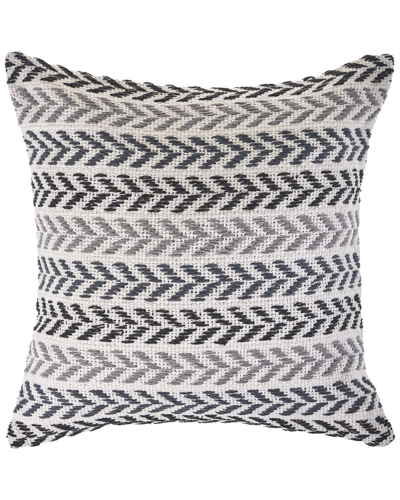 Lr Home Sofie Woven Chevron Striped Grey & Black Decorative Pillow