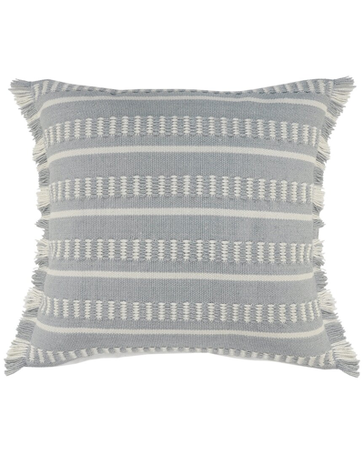 Lr Home Blue Fringed Striped Indoor Outdoor Oversized Decorative Pillow In Grey