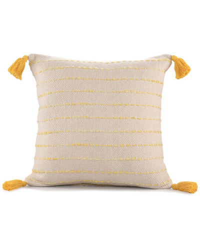 Lr Home Oliver Ombre Striped Tasseled Yellow Decorative Pillow In Gold