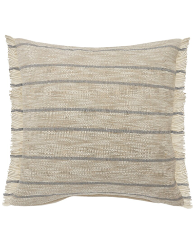 Lr Home Cottage Minimalist Striped Fringed Decorative Pillow In Brown