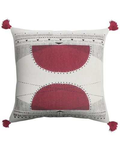 Lr Home Sandy Sun Geometric Tasseled Decorative Pillow In White