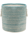 Lr Home Textured Fringe Aqua Firm Storage Basket In Blue