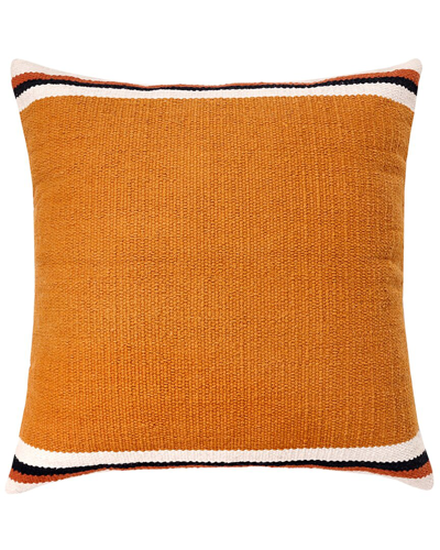 Lr Home Casual Woven Bordered Striped Decorative Pillow In Orange