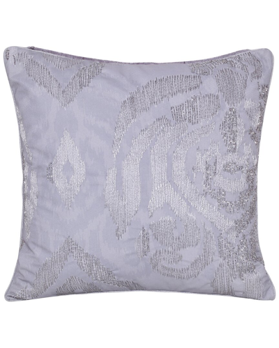 Lr Home Chloe Silver & Grey Ikat Embroidered Decorative Pillow