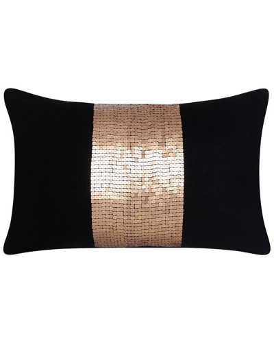Lr Home Chloe Black & Gold Color Block Sequined Decorative Pillow