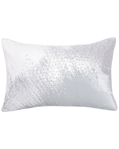 Lr Home Chloe Ivory & Silver Abstract Sequined Decorative Pillow In White