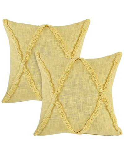 Lr Home Set Of 2 Reese Flatwoven Throw Pillows In Yellow