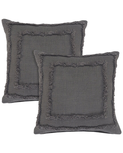 Lr Home Set Of 2 Rory Bordered Throw Pillows In Grey