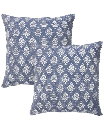 Lr Home Set Of 2 Traditional Fairytale Motif Stonewashed Throw Pillows In Blue