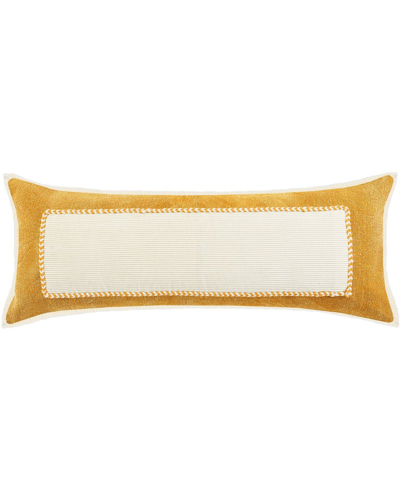Lr Home Golden Glow Yellow Framed Lumbar Decorative Pillow