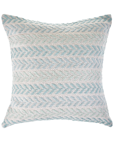 Lr Home Sofie Woven Chevron Striped Blue & Mint Decorative Pillow