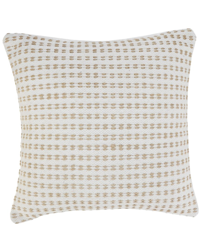 Lr Home Mila Woven Natural Striped Jute Decorative Pillow In White
