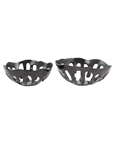 Peyton Lane Set Of 2 Drip Decorative Bowls In Black