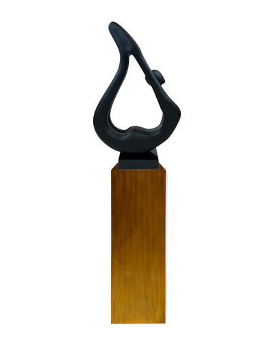 Finesse Decor Yoga Black Sculpture - Wood Base