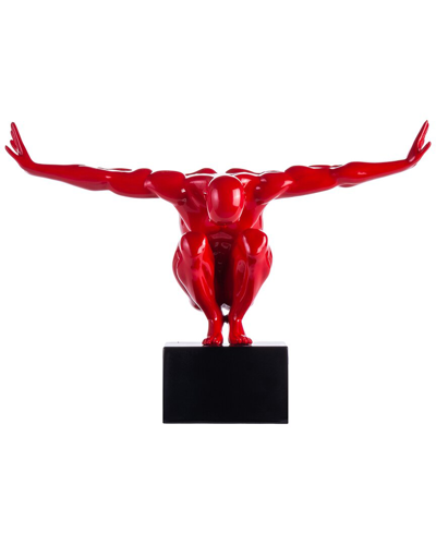 Finesse Decor Small Saluting Man Resin Sculpture 1 In Red