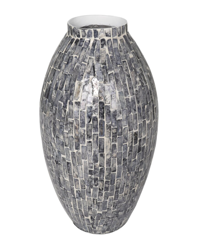 Peyton Lane Mother-of-pearl Handmade Mosaic Vase In Gray