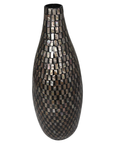 Peyton Lane Mother-of-pearl Handmade Mosaic Vase In Black