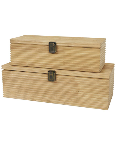 Peyton Lane Set Of 2 Carved Linear Boxes