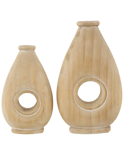 Peyton Lane Set Of 2 Teardrop Vases In Brown