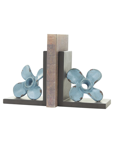 Peyton Lane Set Of 2 Boat Propeller Bookends With Stands In Teal