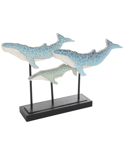 Peyton Lane Whale Textured Sculpture With Stand In Blue