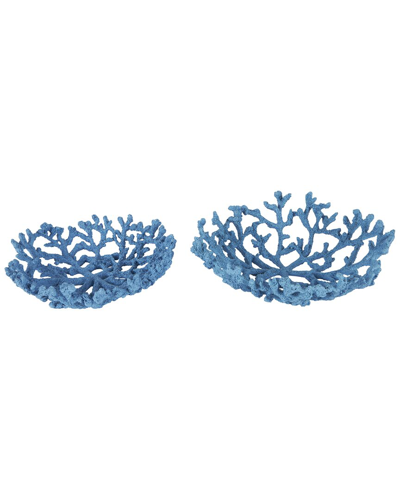 Peyton Lane Set Of 2 Textured Decorative Bowls In Blue