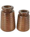 Peyton Lane Set Of 2 Carved Wavy Vases In Brown