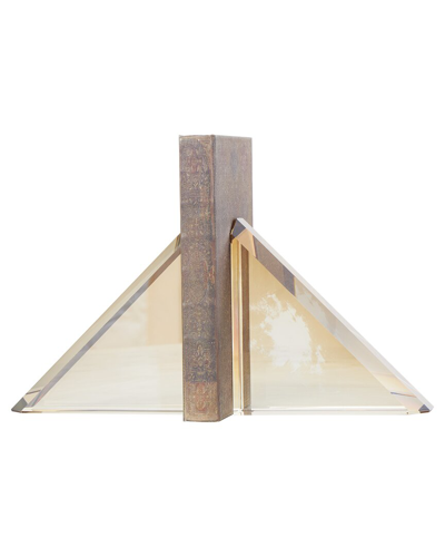 Peyton Lane Set Of 2 Crystal Pyramid Bookends In Gold