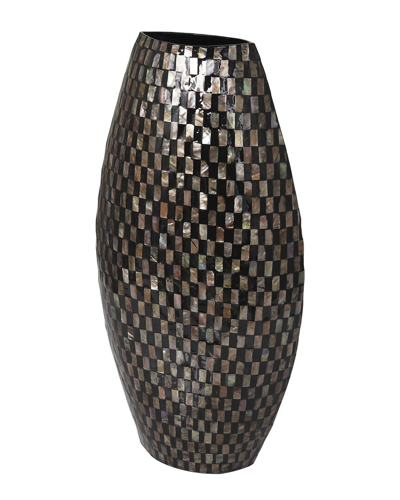 Peyton Lane Mother-of-pearl Handmade Geometric Vase In Black