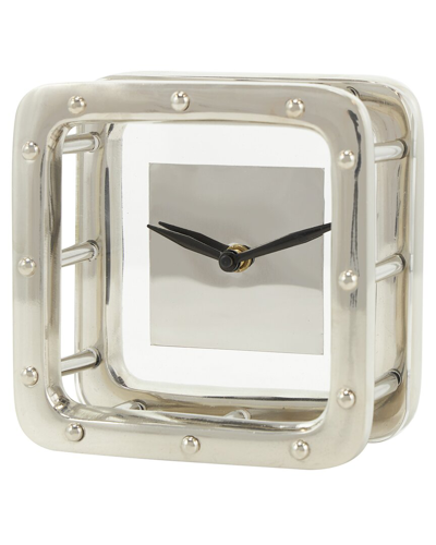 Peyton Lane Geometric Open Frame Clock In Silver