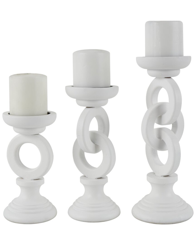 Peyton Lane Set Of 3 Chain Link Candle Holders In White