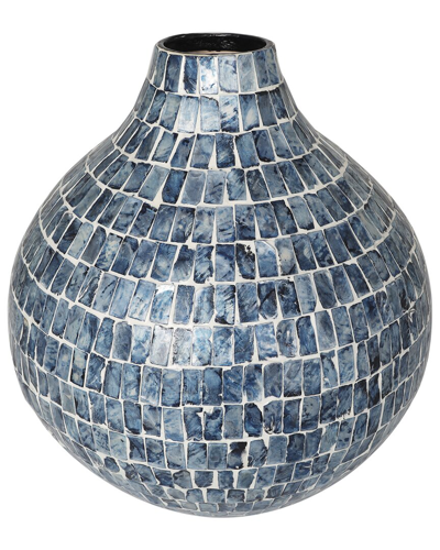 Peyton Lane Mother-of-pearl Handmade Mosaic Vase In Blue