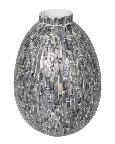 Peyton Lane Mother-of-pearl Handmade Mosaic Vase In Gray