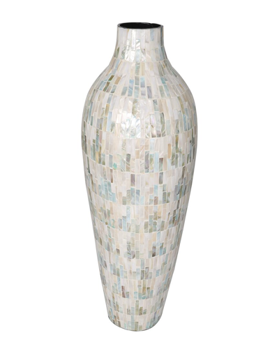 Peyton Lane Mother-of-pearl Handmade Mosaic Vase In White