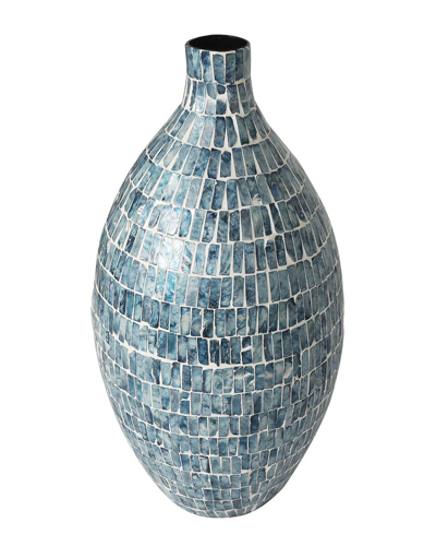 Peyton Lane Mother-of-pearl Handmade Mosaic Vase In Blue
